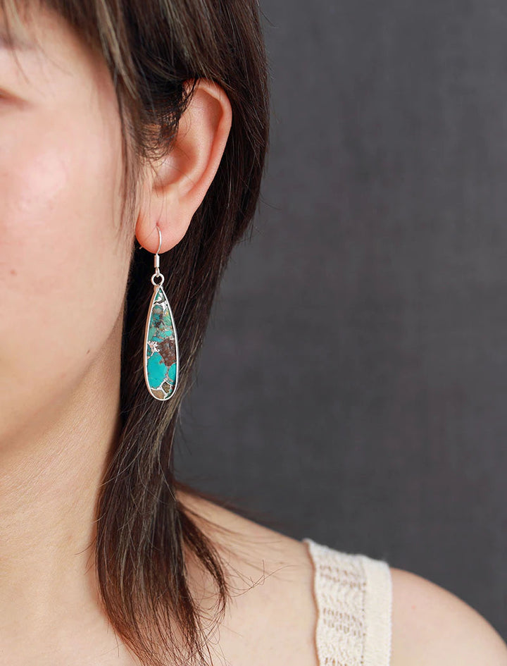 Chic Teardrop Earrings Crafted from Turquoise Jasper