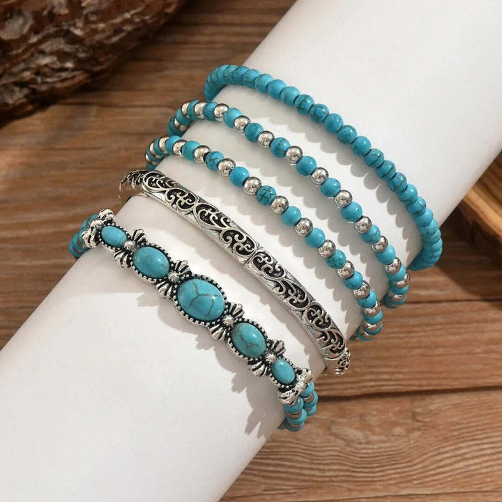 Turquoise Gemstone Boho Bracelet Set