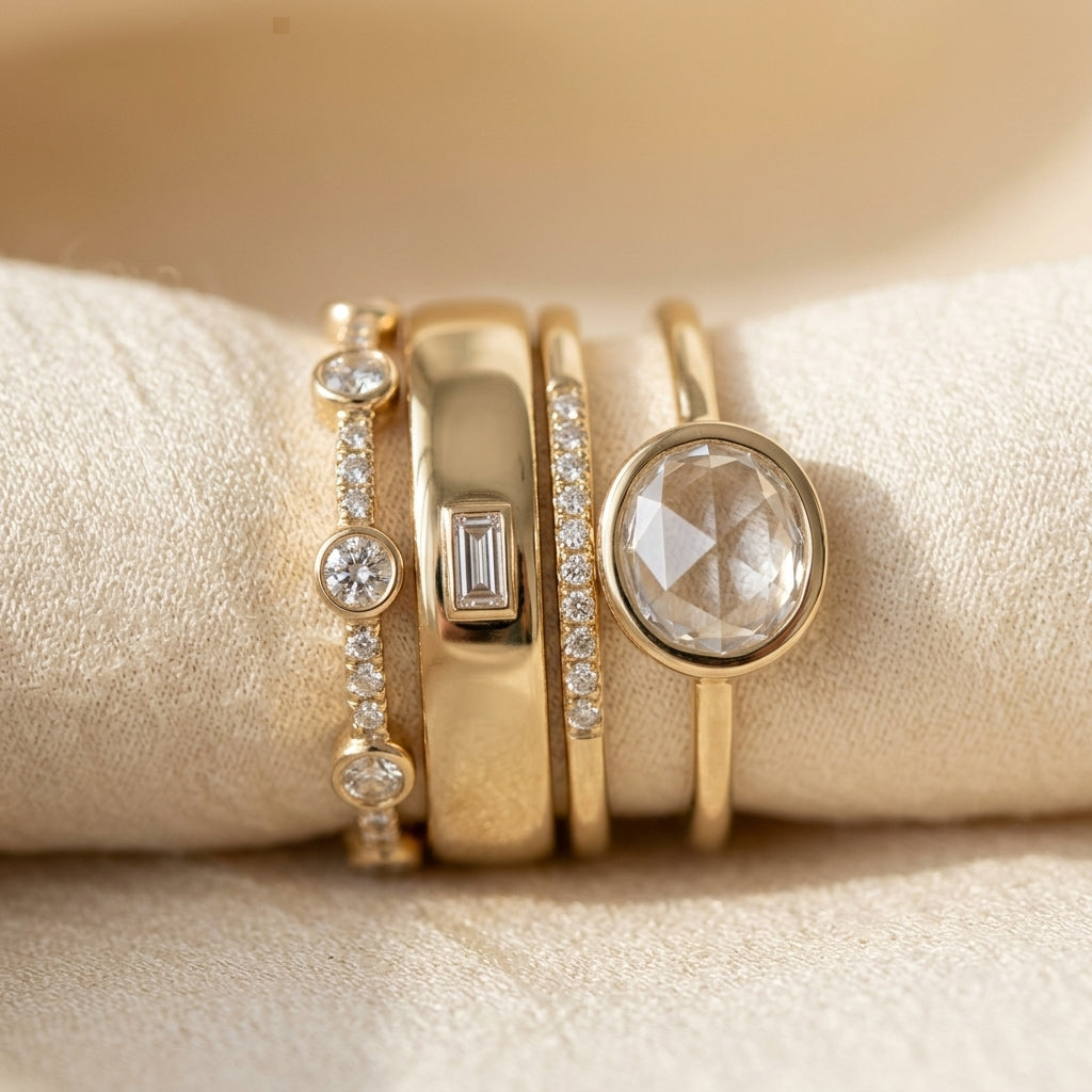 Stacked Gold Bezel Ring Collection