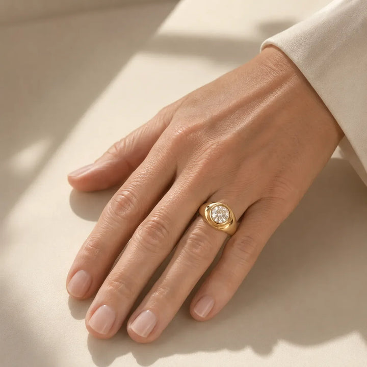 Antique Crafted Gold Zirconia Band