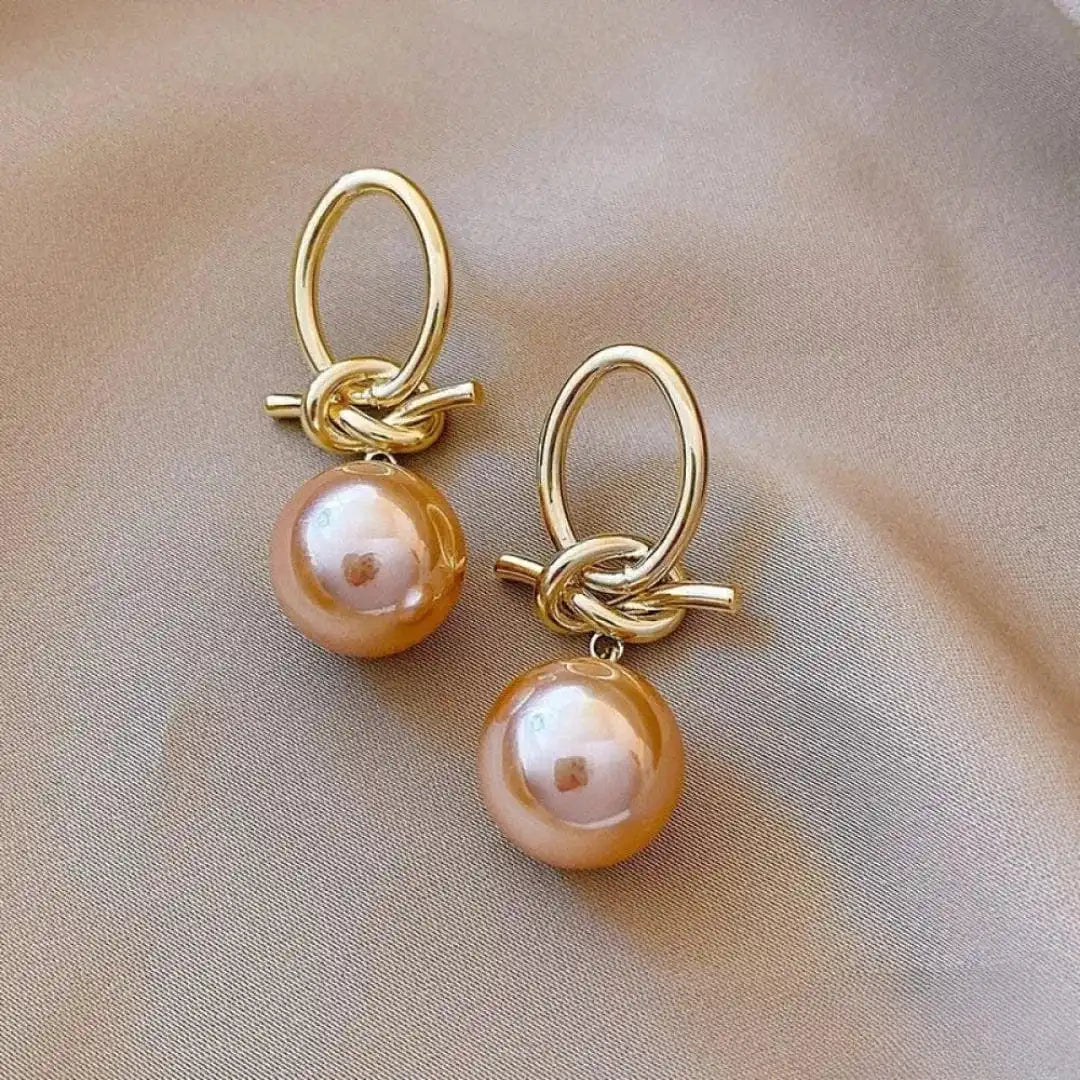 Stylish Pink Pearl Drop Earrings