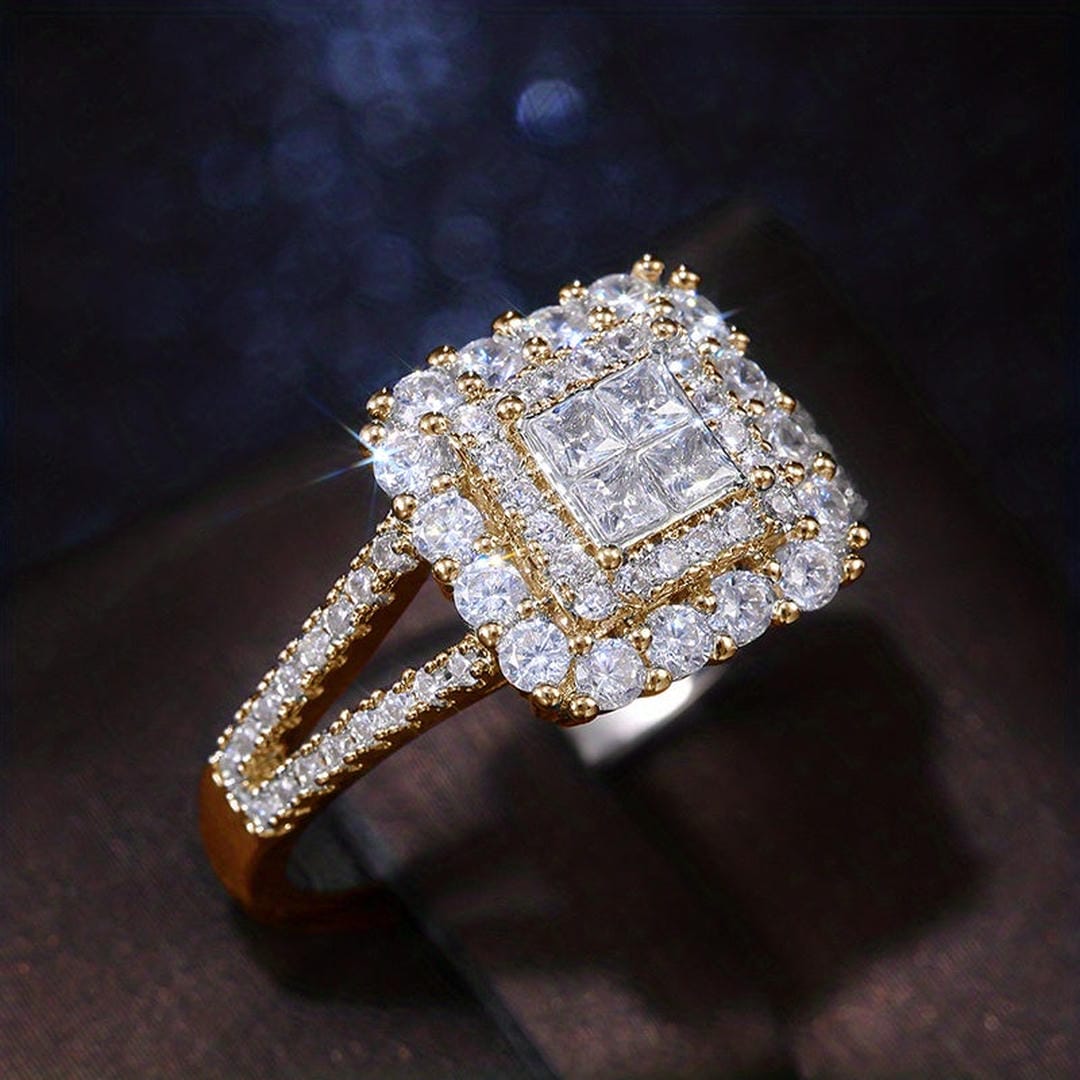 Square-Shaped Zirconia Wedding Ring