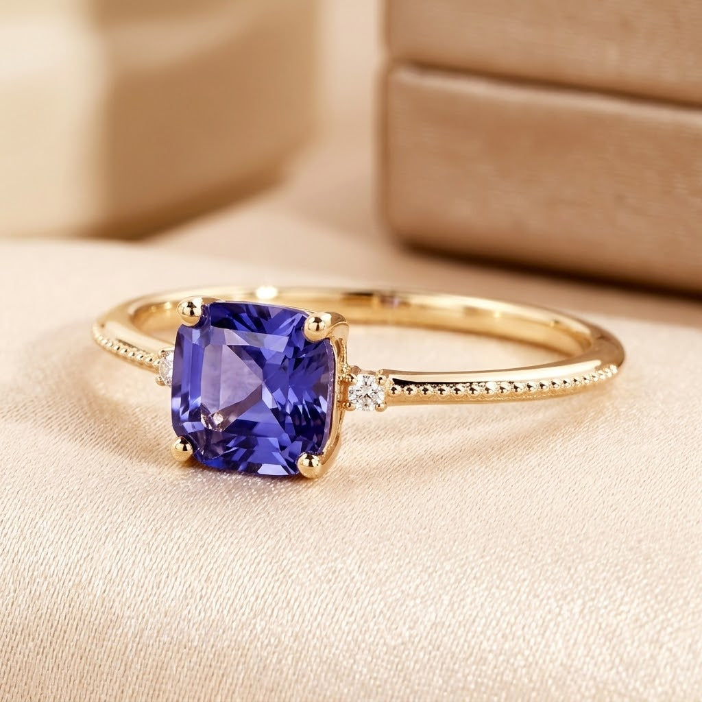 Gold Amethyst Solitaire Ring