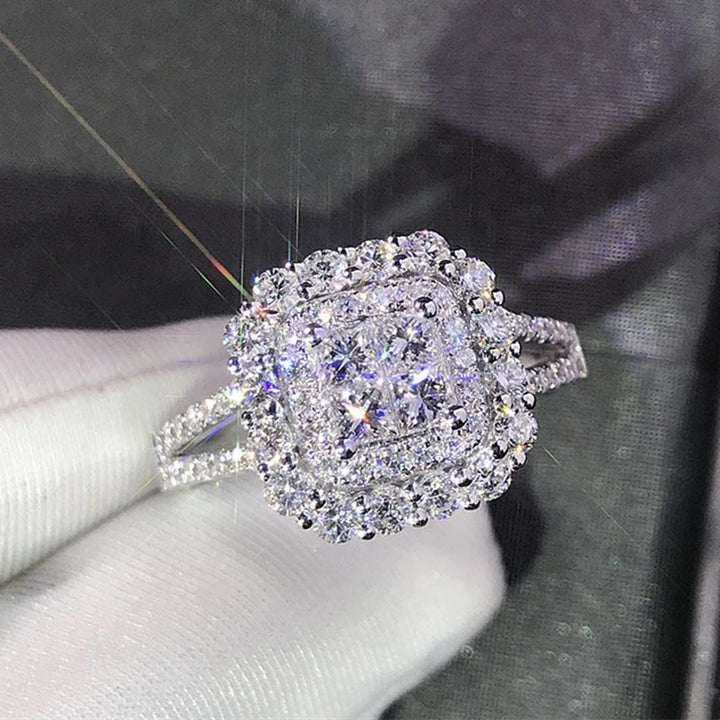 Square-Shaped Zirconia Wedding Ring