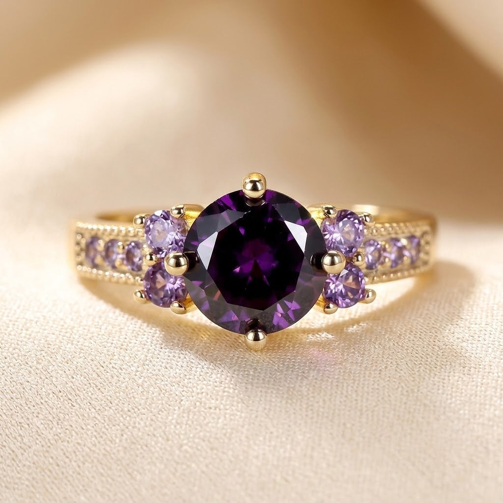 Gold Amethyst Accent Ring