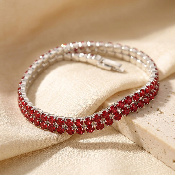 Ruby and Silver Tennis Bracelet Design