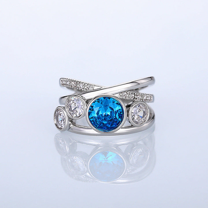 Blue and Silver Gem Statement Ring