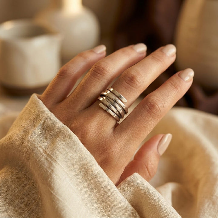 Silver Interwoven Loop Band Ring