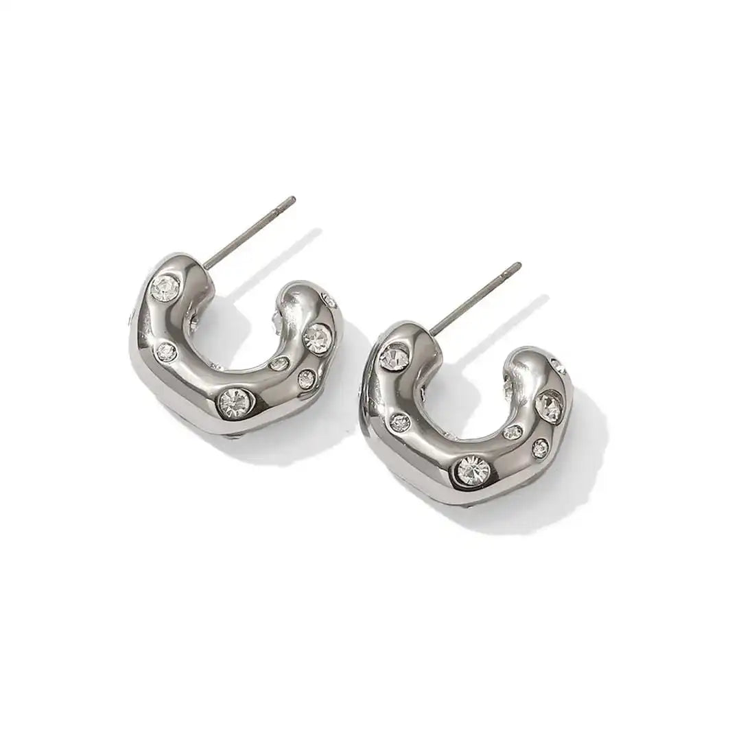Radiant Gold Zircon Hoop Earrings in a Circular Design