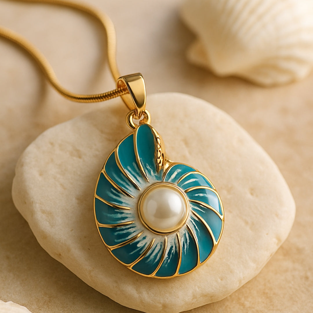 Azure Pearl Shell Pendant Necklace