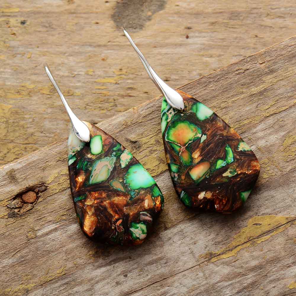 Geometric Jasper Dangle Earrings
