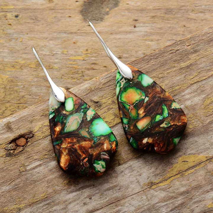 Geometric Jasper Dangle Earrings