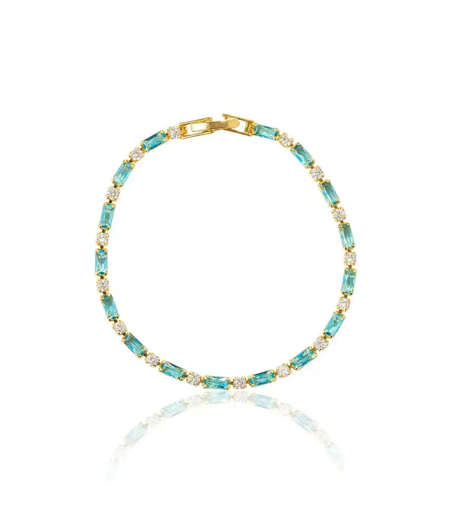 Turquoise Gemstone Bracelet Featuring Gold Zircon Details