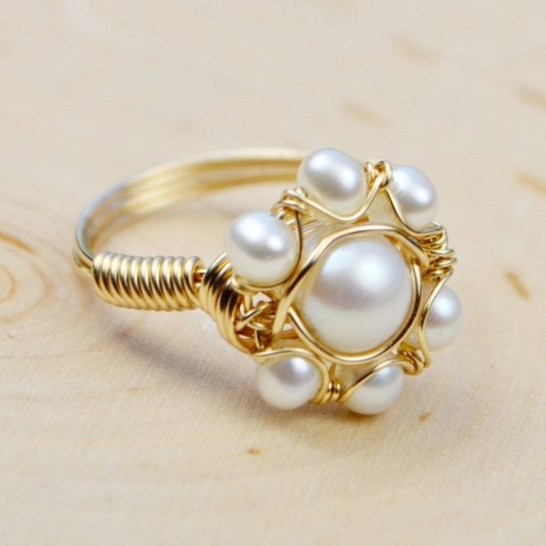 Antique Inlaid Pearl Gold Ring