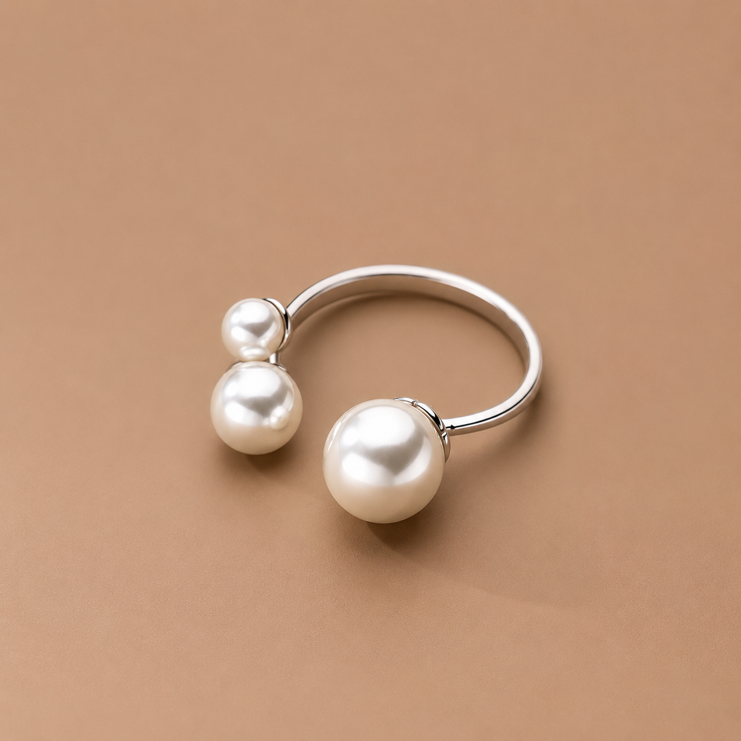 Adjustable Triple Freshwater Pearl Ring