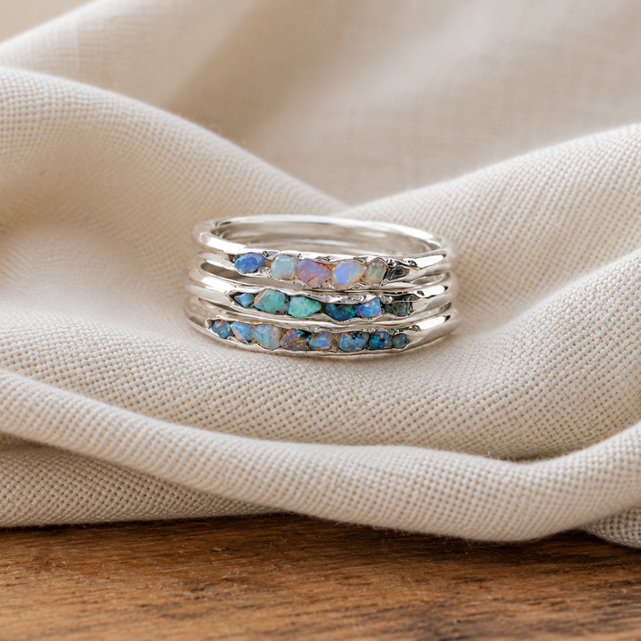 Premium Tiered Blue and Silver Ring