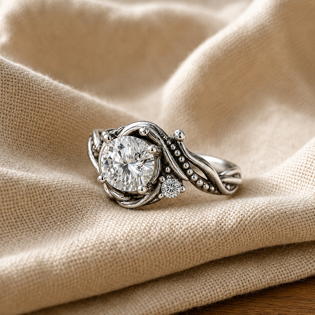Sophisticated Silver Branch Zirconia Ring