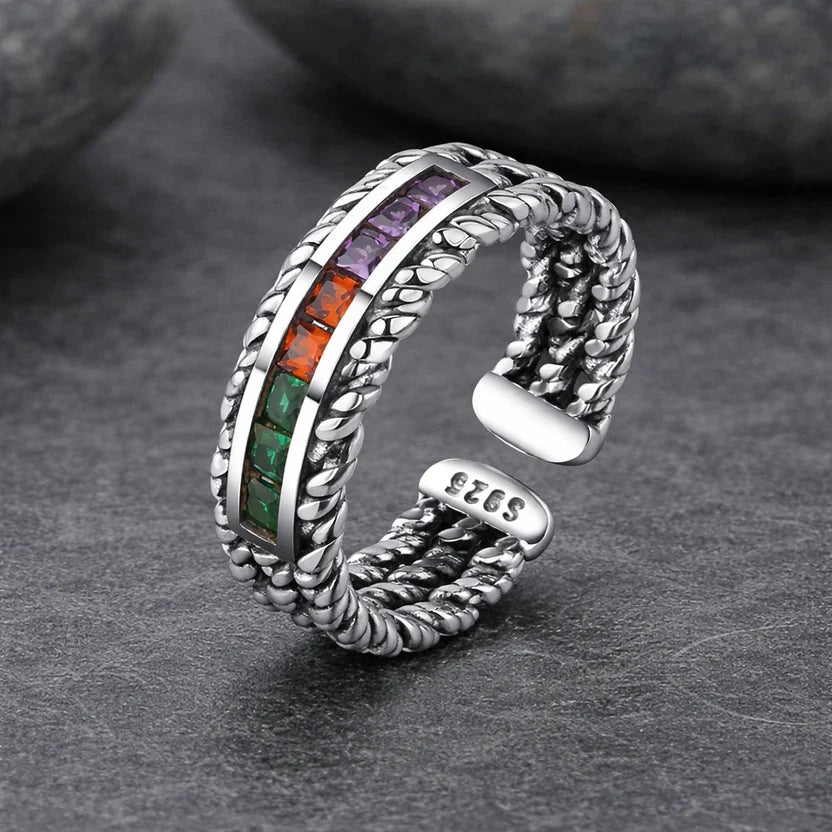 Antique Mosaic Silver Band