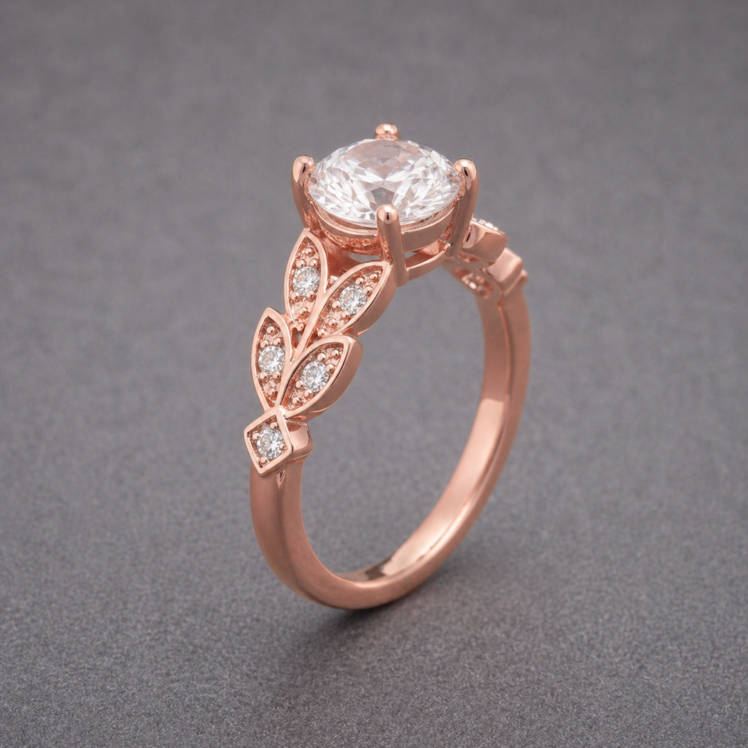 Enchanted Floral Zirconia Crown Ring
