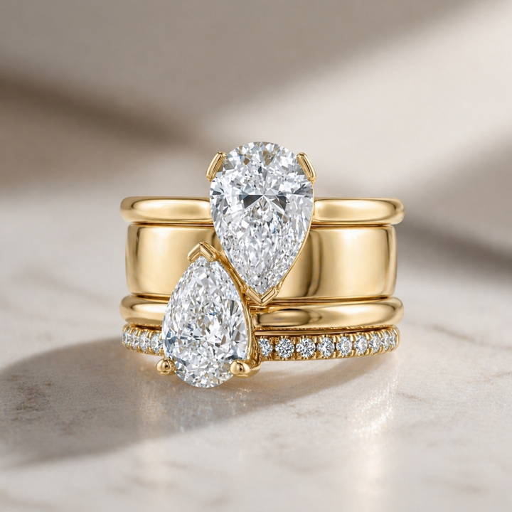 Retro Dual Zirconia Drop Ring