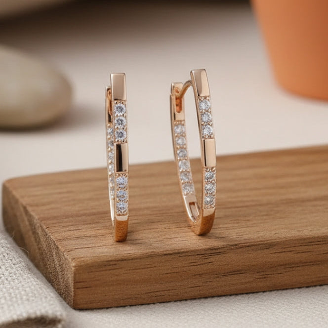 Elegant Gold Earrings Adorned with Zirconia Details