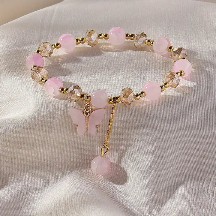 Lovely Butterfly Beaded Stretch Bracelet