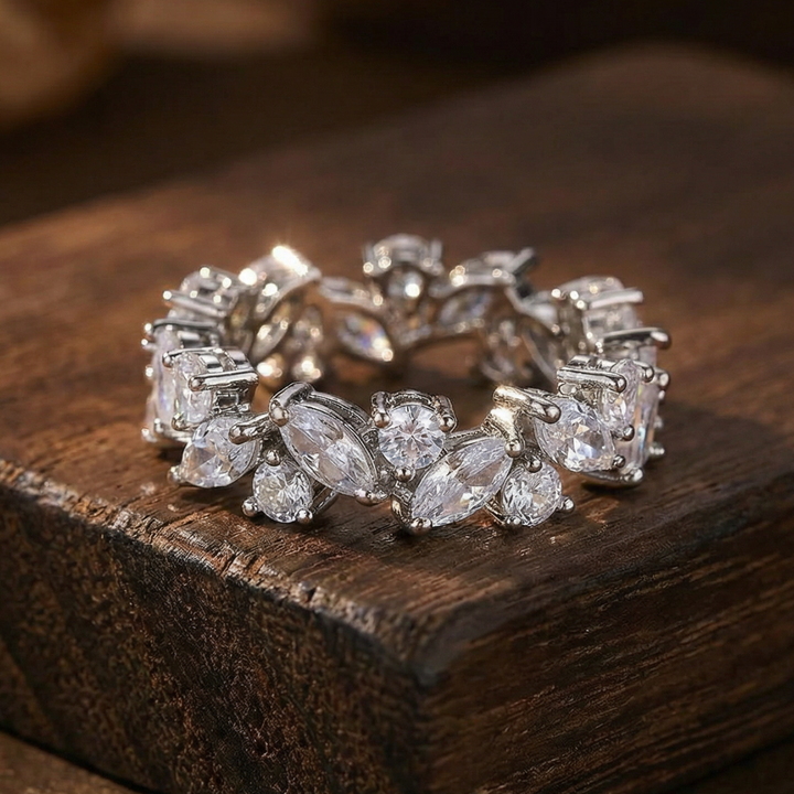 Vintage Marquise and Round Diamond Eternity Ring