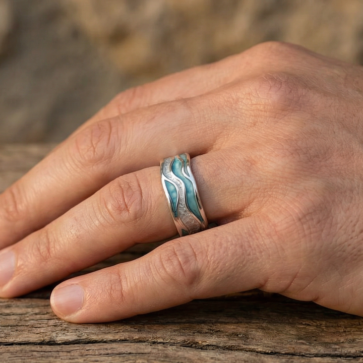 Turquoise Wave Silver Ring