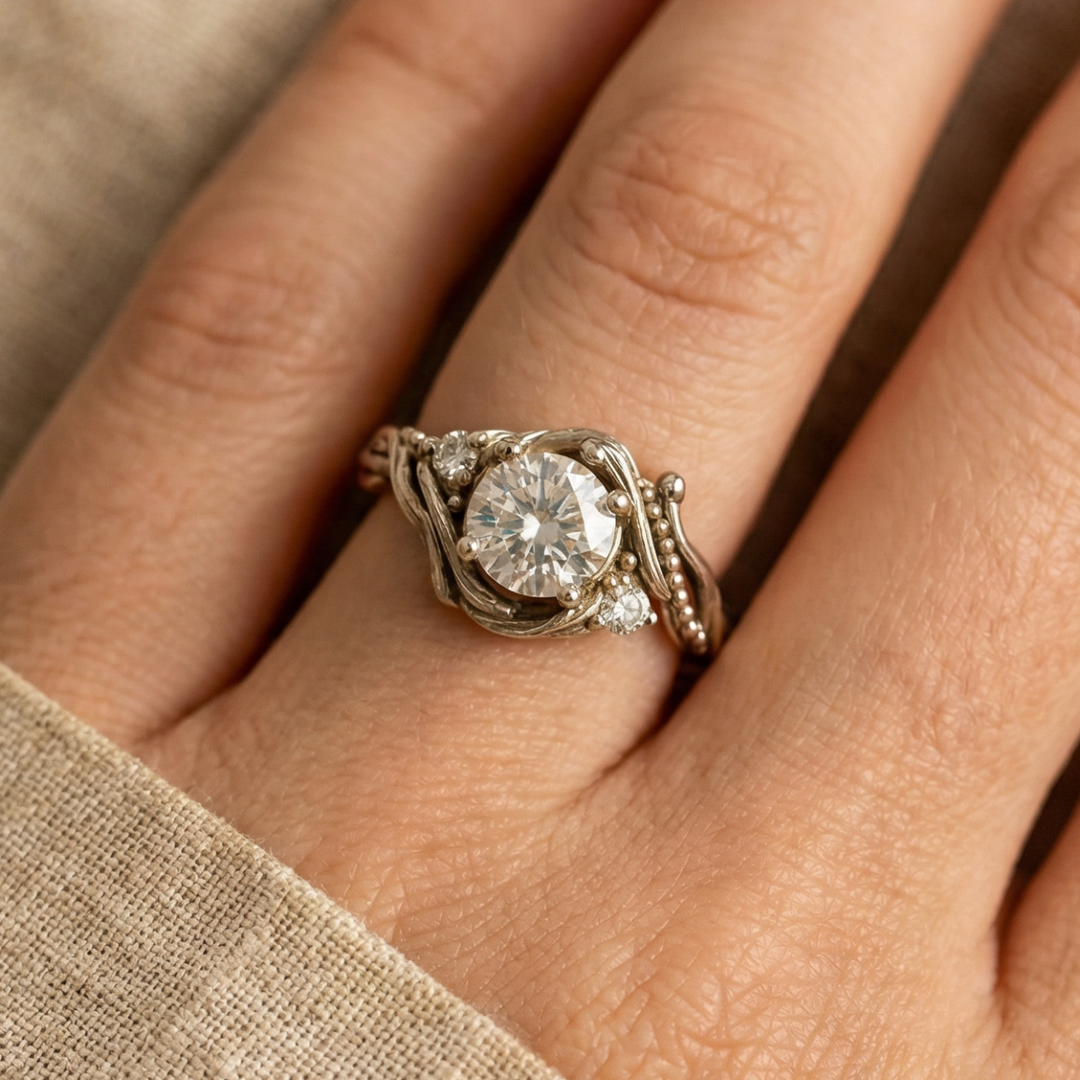 Elegant Silver Branch Zirconia Ring