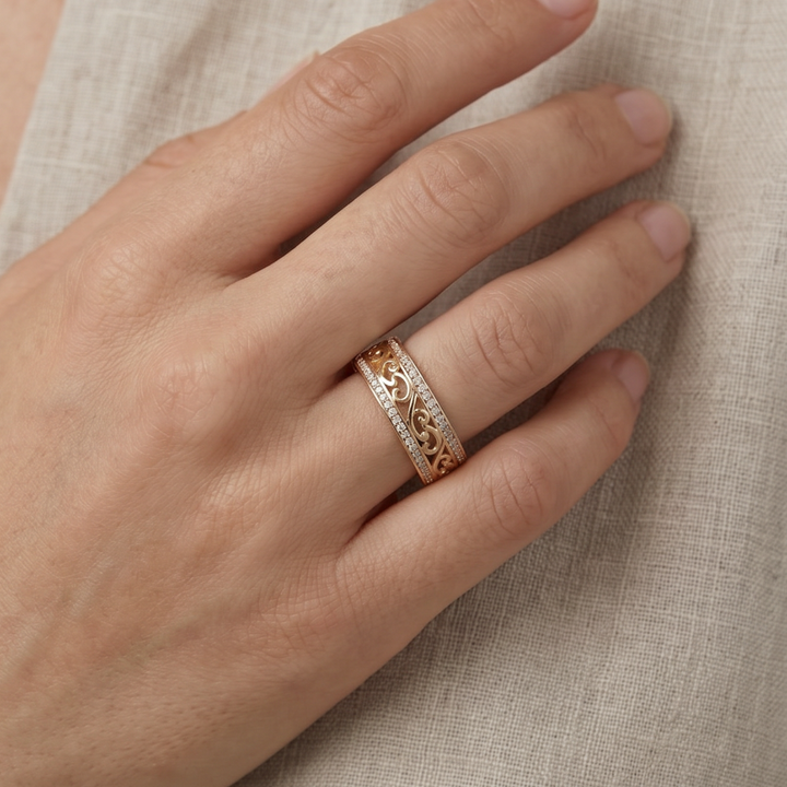 Radiant Open-Design Gold Ring