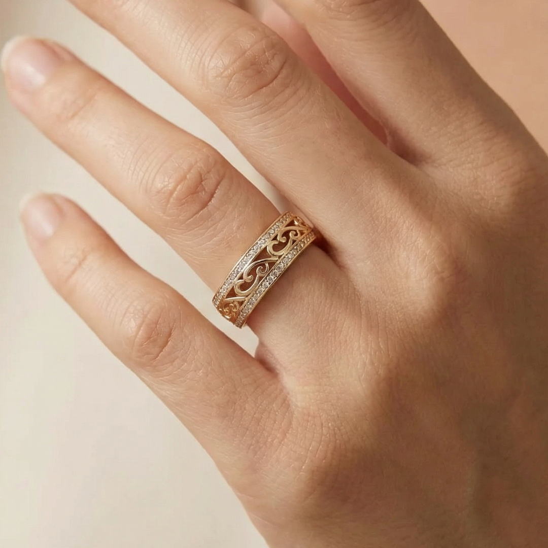 Luminous Open-Design Gold Ring