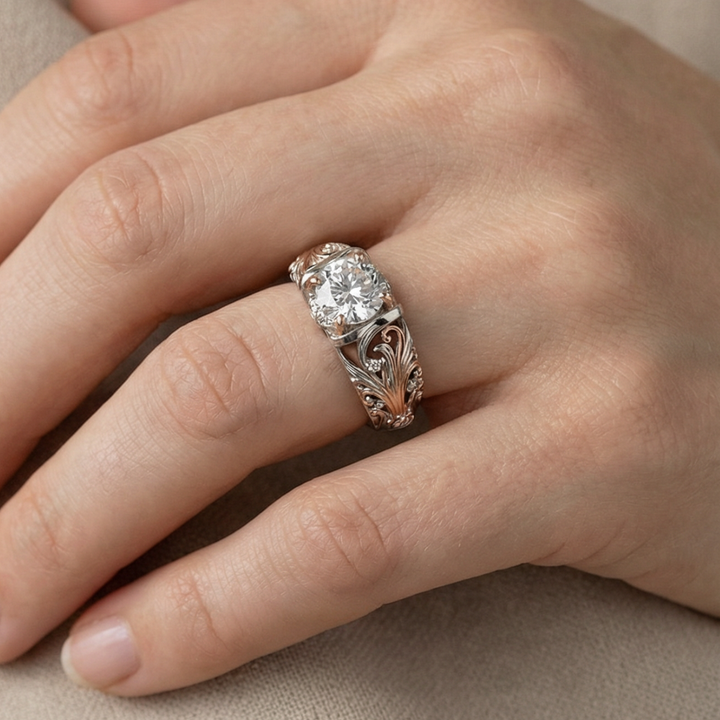 Unique Silver Ring Adorned with Eye-Catching Crystals