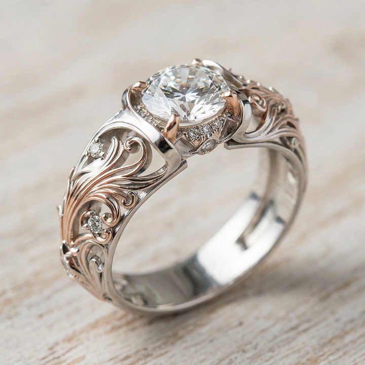 Distinctive Silver Ring Featuring Unique Crystals