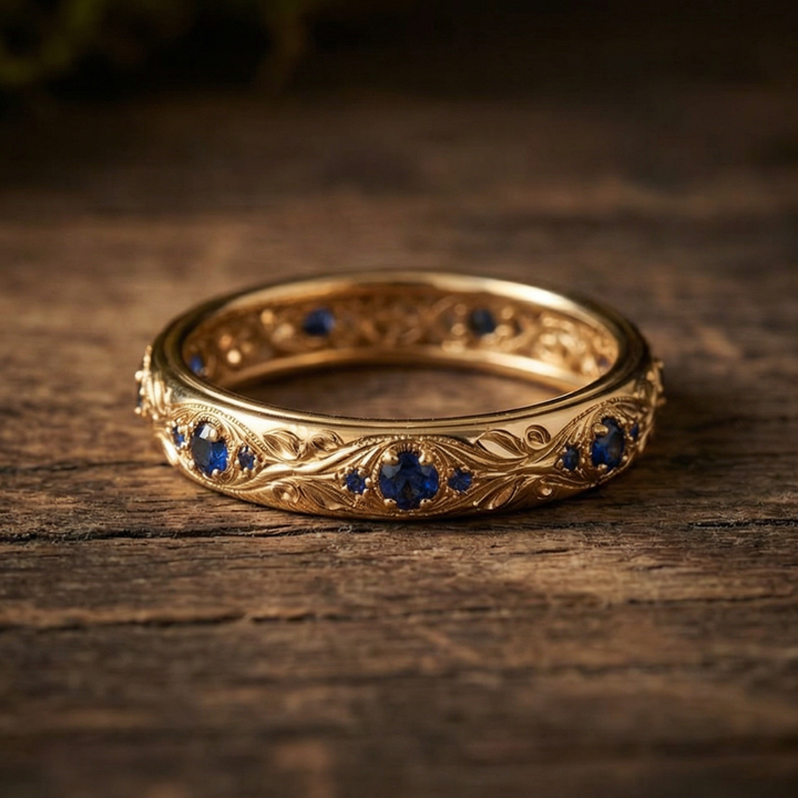 Gorgeous Leaf-Inspired Blue Zirconia Ring