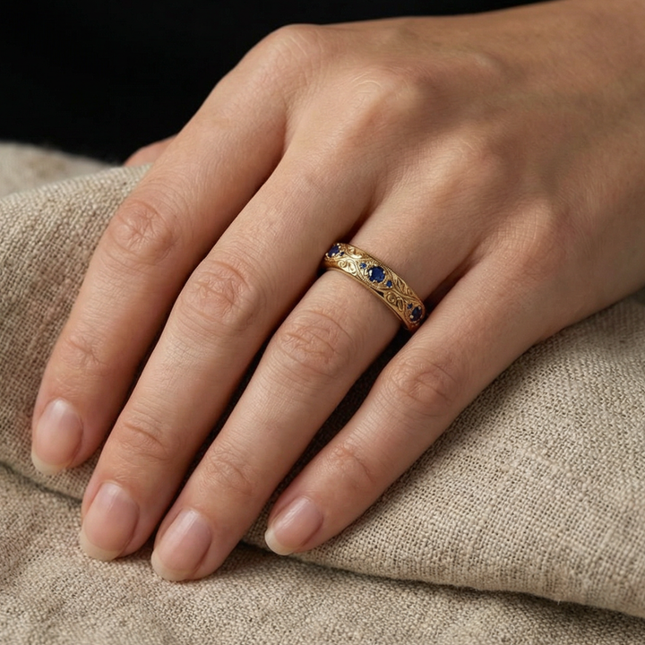 Gorgeous Leaf-Inspired Blue Zirconia Ring