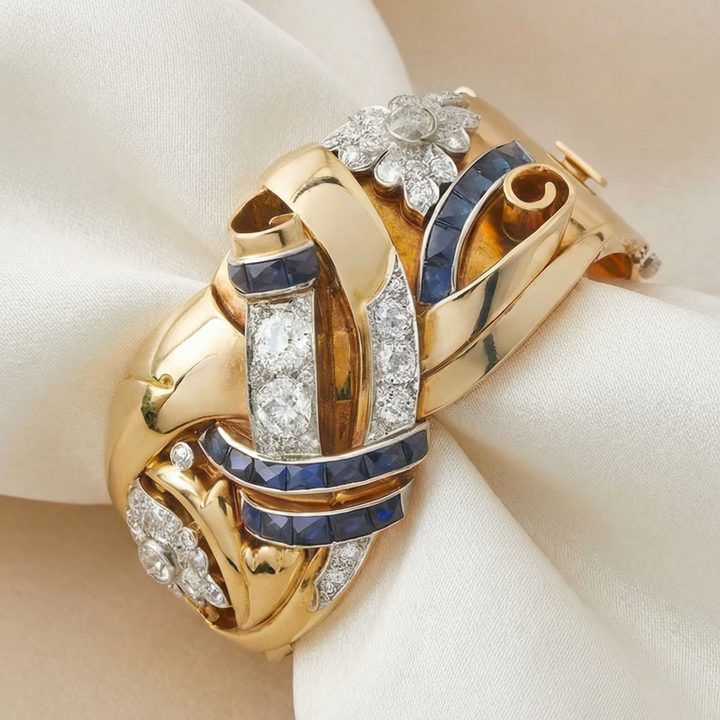 Antique Gold and Blue Zircon Band