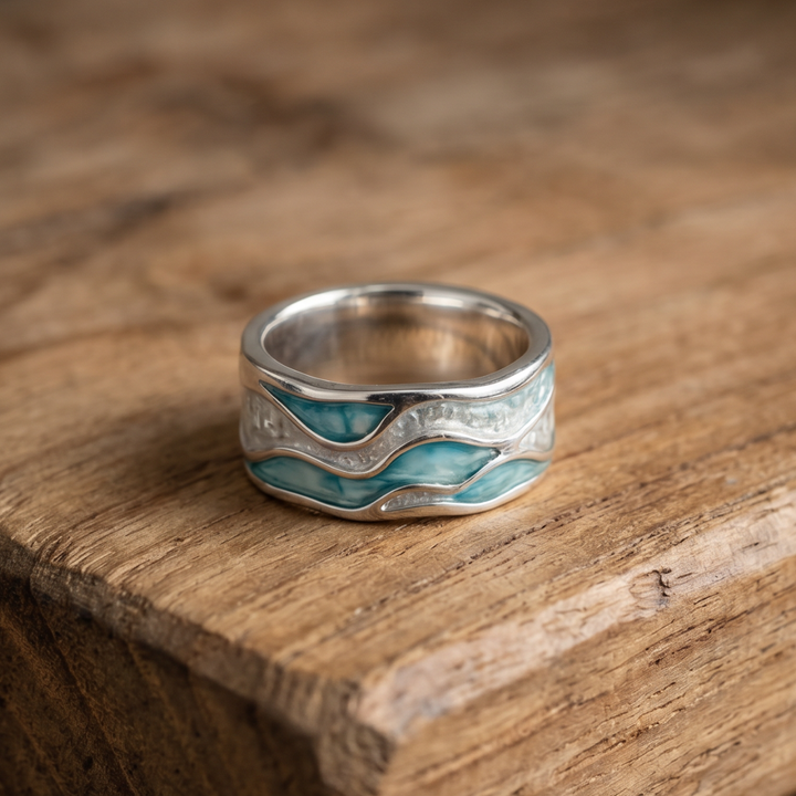 Turquoise Seasilver Ocean Wave Ring