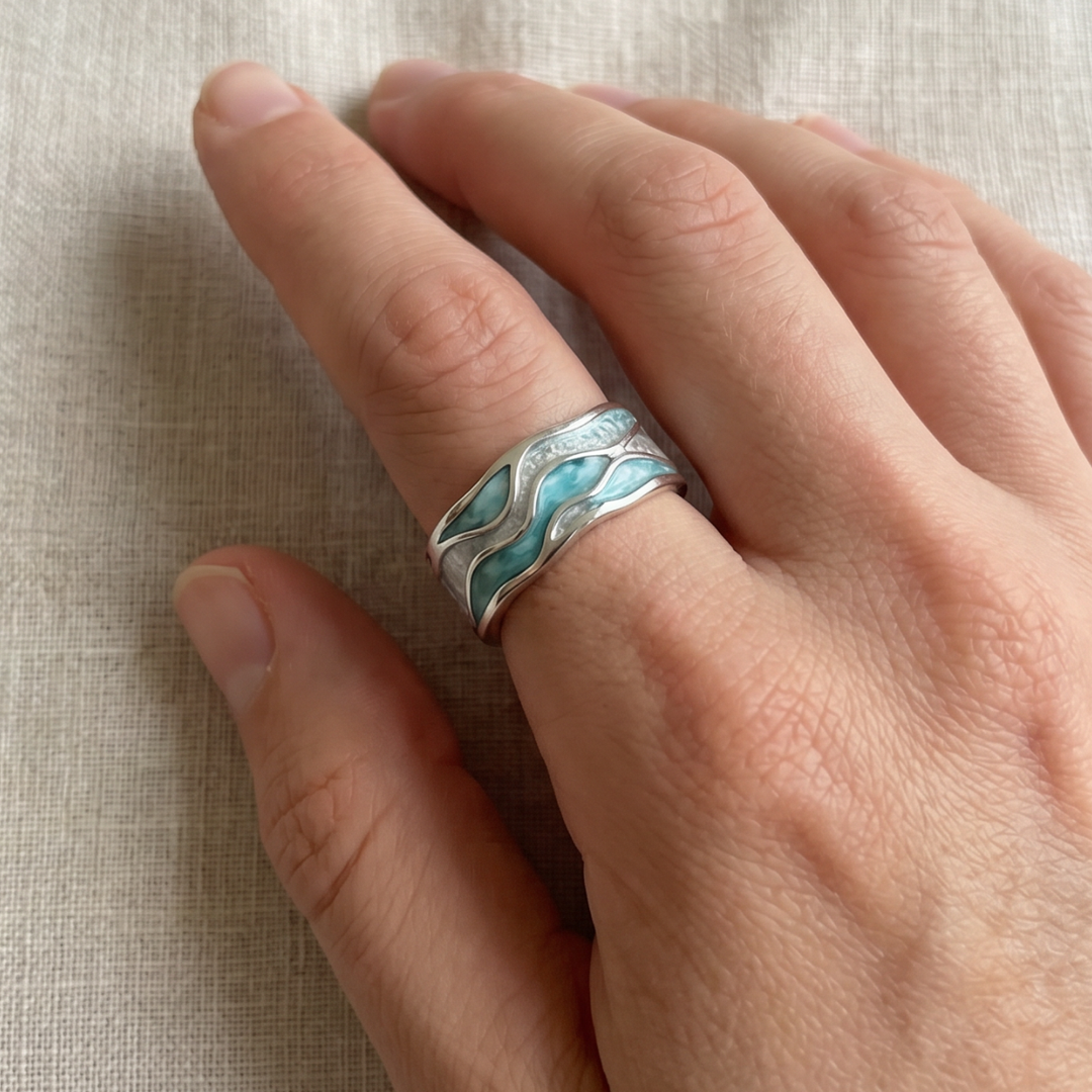 Turquoise Seasilver Ocean Wave Ring
