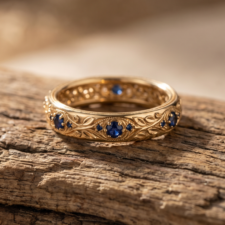 Exquisite Blue Zirconia Leaf-Inspired Ring with Unique Design