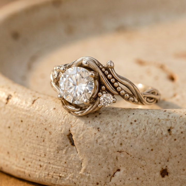 Elegant Silver Branch Zirconia Ring