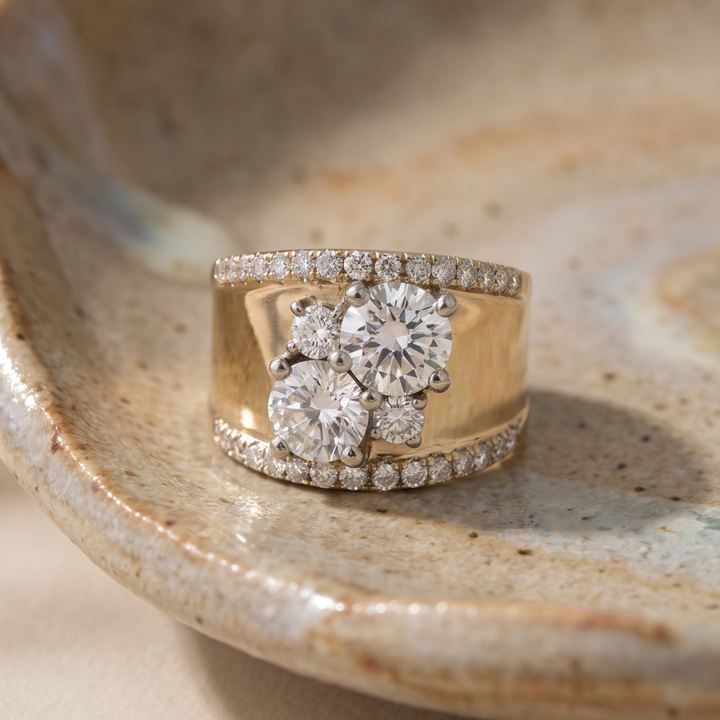 Retro Radiance Gold Zirconia Ring