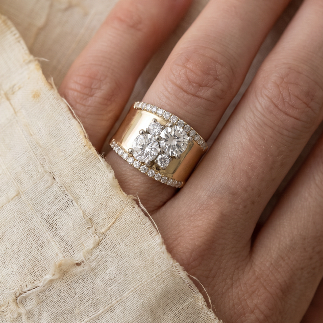Retro Radiance Gold Zirconia Ring