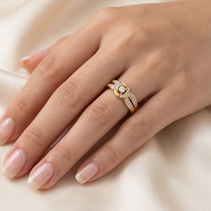 Eternal Gold Infinity Band with Crystal Details