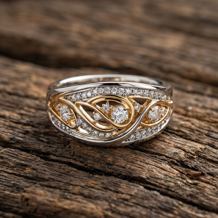 Gold and Silver Hoop Ring