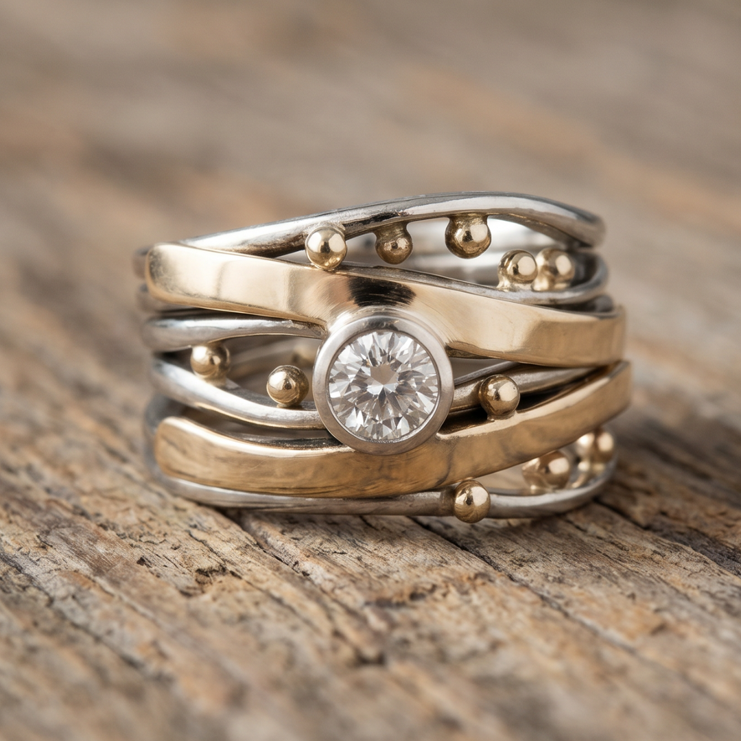 Royal - Vintage Gold Inlaid Zirconia Ring