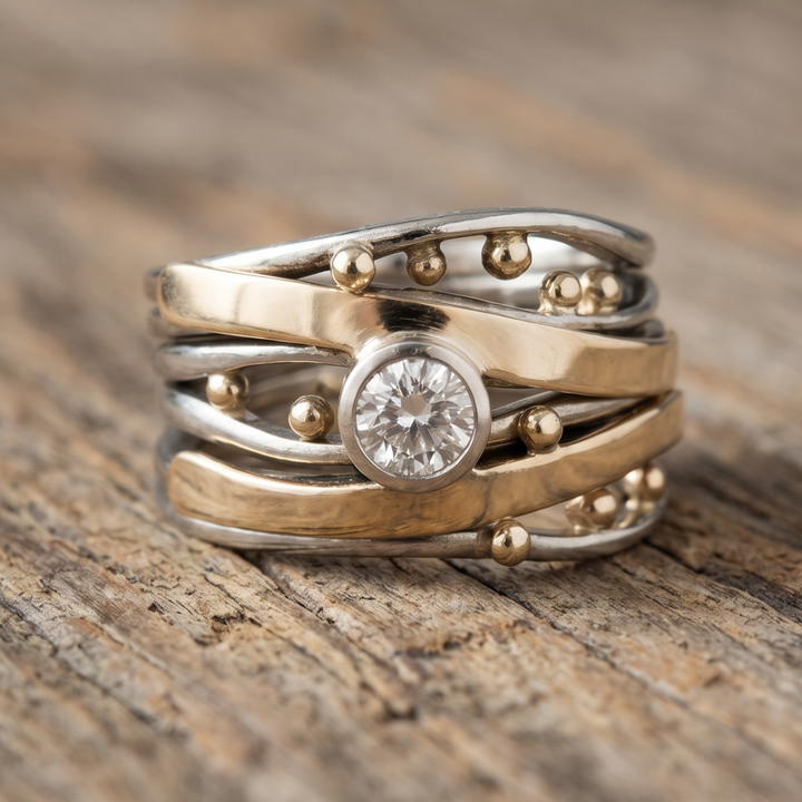 Regal - Vintage Gold Inlaid Zirconia Ring