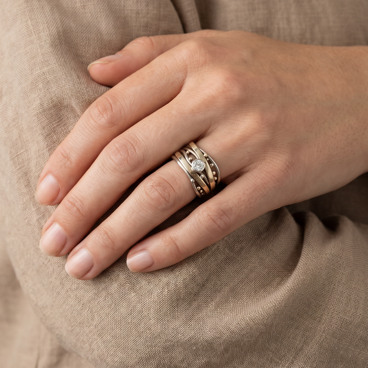 Regal - Antique Gold Inlaid Zirconia Band