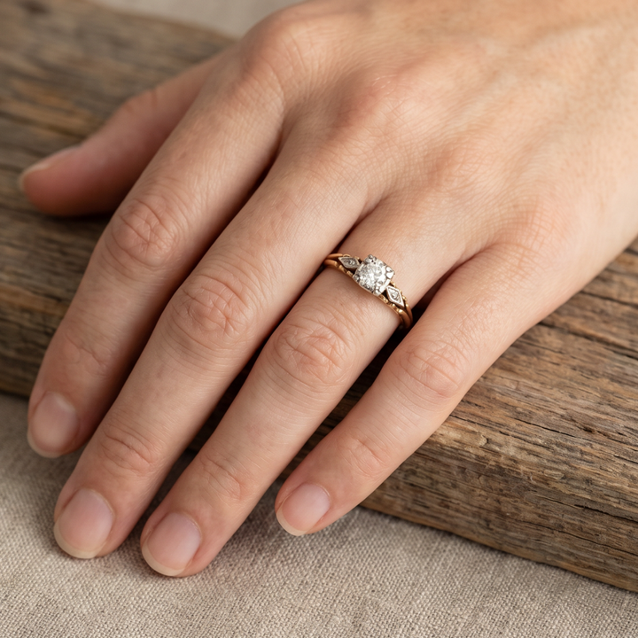 Retro Zirconia 14K Gold Ring