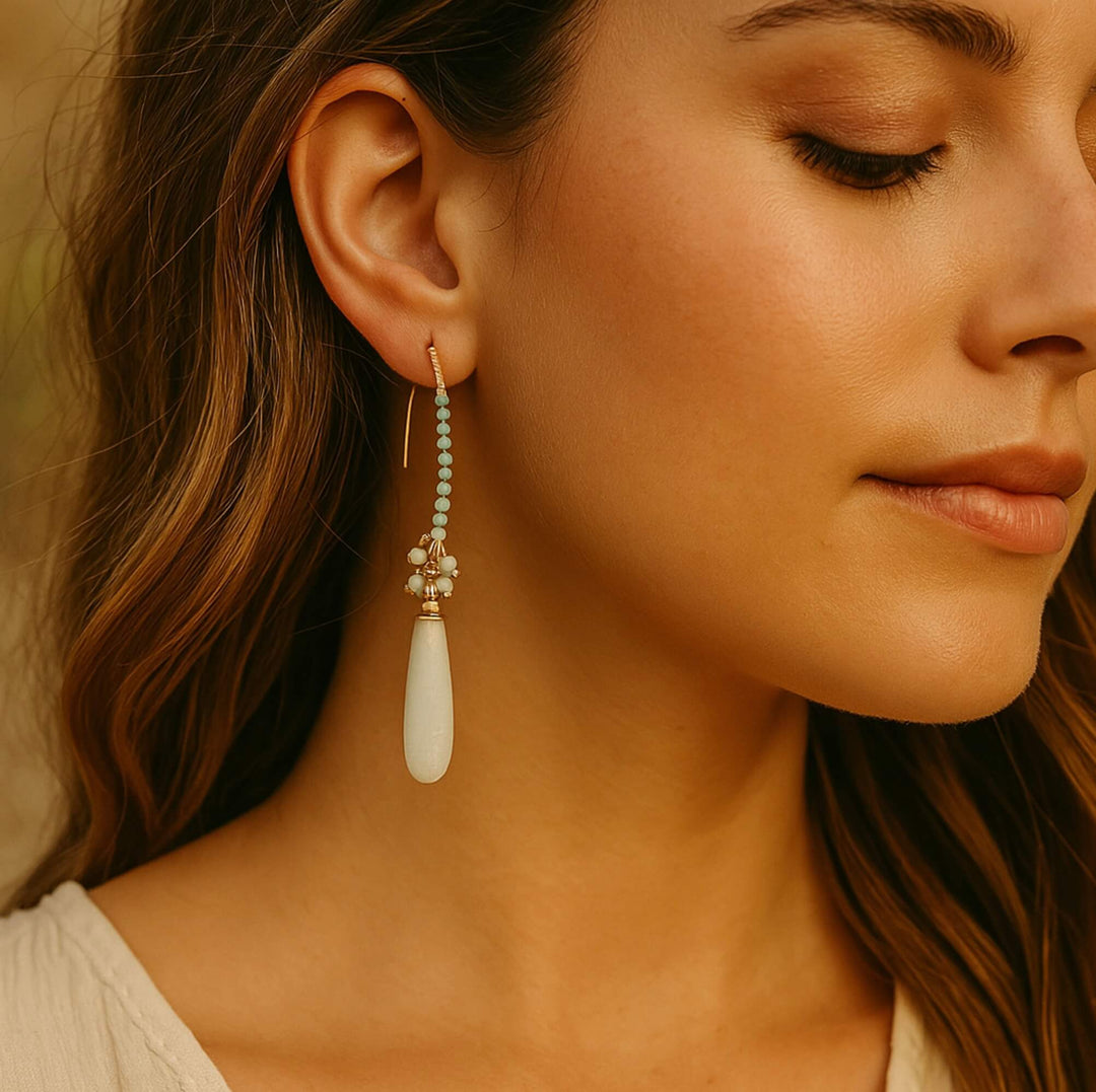 Elegant Amazonite and Gold Drop Earrings