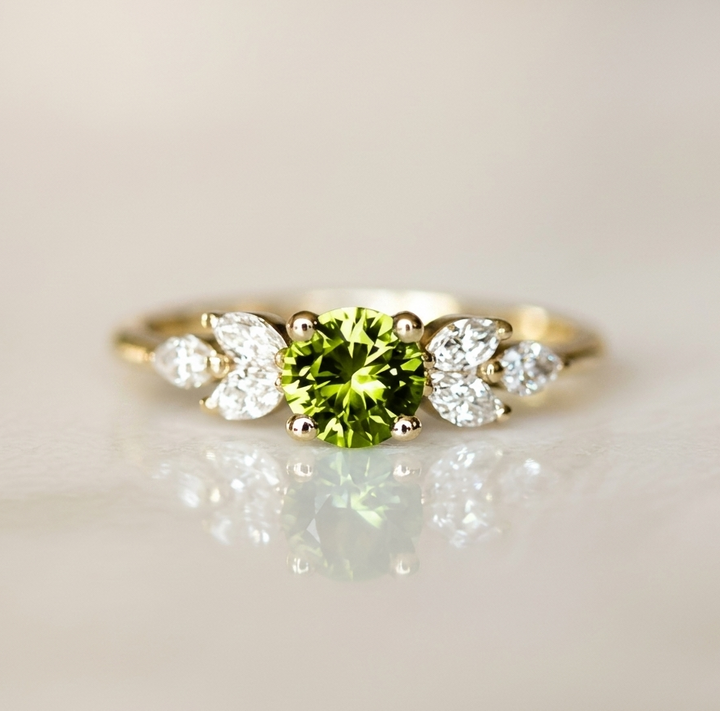 Retro Olive Zirconia Band